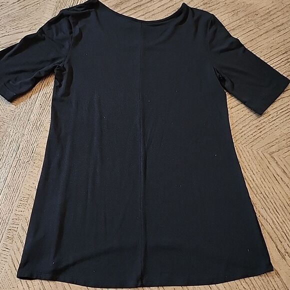 Black quarter sleeve top size S stretchy - Picture 5 of 6